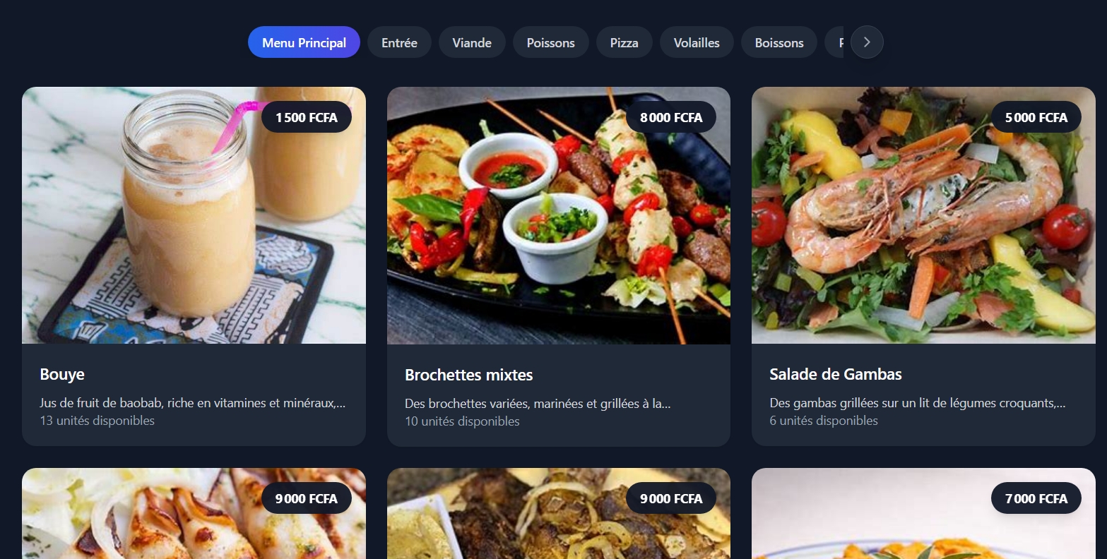 Interface client de la plateforme